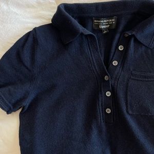 Banana Republic Italian Knit Polo Short Sleeve Polo Sweater